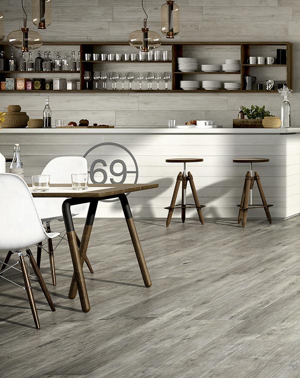 Holz-Fliese-Boden-Grau